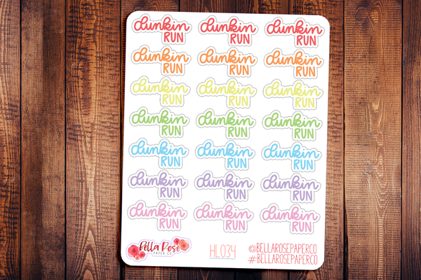 Dunkin Run Hand Lettering Planner Stickers HL034