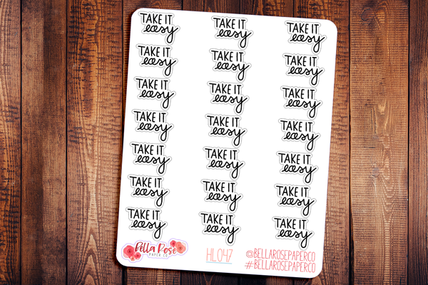 Take It Easy Hand Lettering Planner Stickers HL047