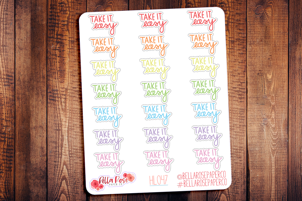 Take It Easy Hand Lettering Planner Stickers HL047