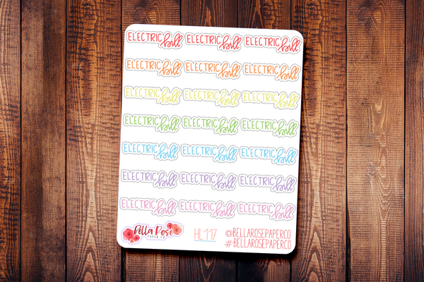 Electric Bill Hand Lettering Planner Stickers HL117