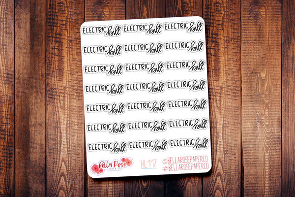 Electric Bill Hand Lettering Planner Stickers HL117