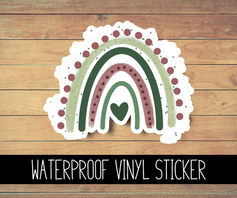 Autumn Heart Boho Rainbow Vinyl Waterproof Sticker