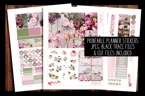 Vintage Floral Photo Happy Planner Kit | PRINTABLE PLANNER STICKERS