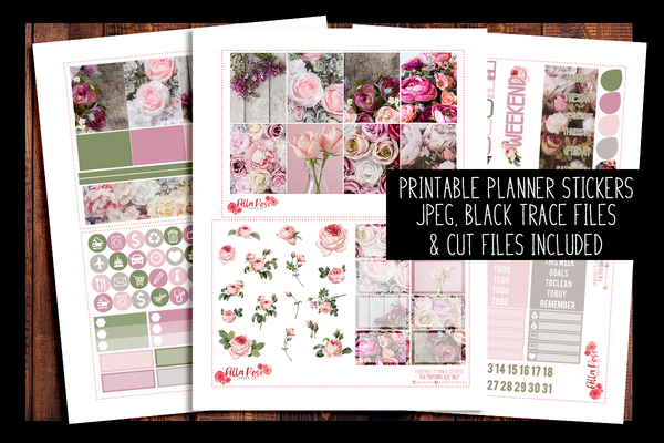 Vintage Floral Photo Planner Kit | PRINTABLE PLANNER STICKERS