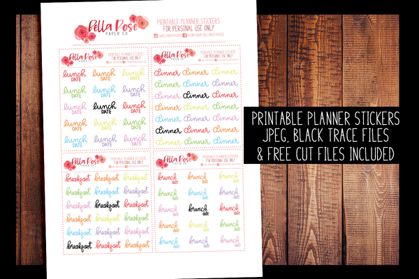 Foods Hand Lettered Planner Stickers | PRINTABLE PLANNER STICKERS