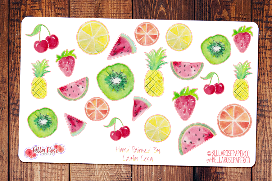 Summer Fruits Hand Painted Watercolor Planner Stickers