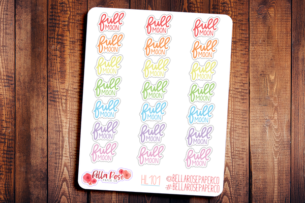 Full Moon Hand Lettering Planner Stickers HL101