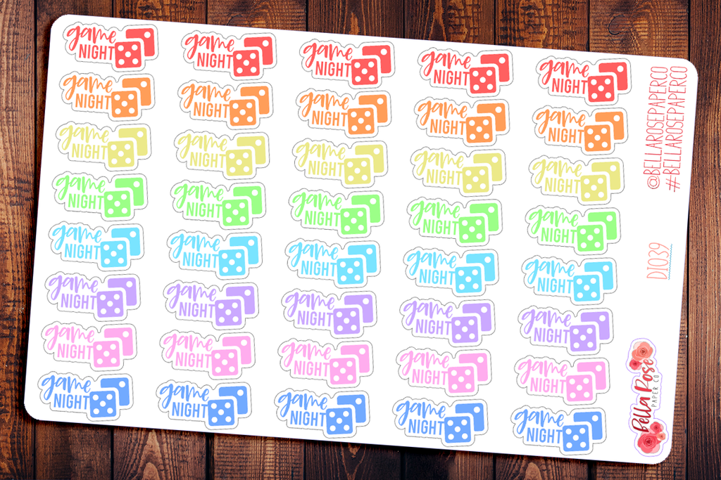 Board Game Night Lettered Planner Stickers DI039