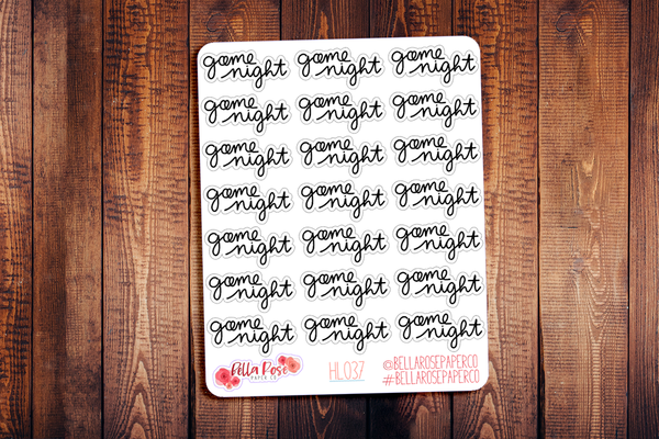 Game Night Hand Lettering Planner Stickers HL037