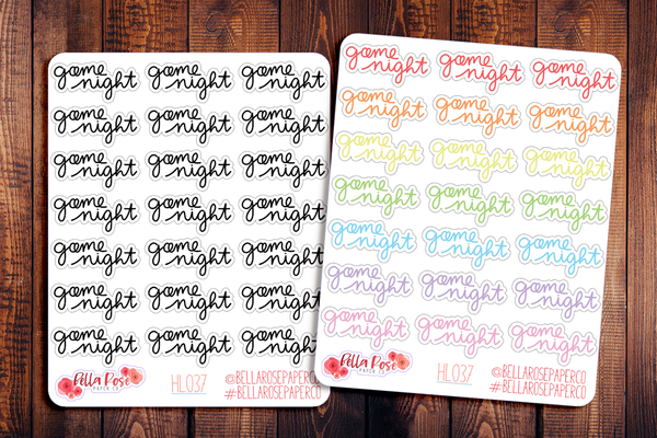 Game Night Hand Lettering Planner Stickers HL037