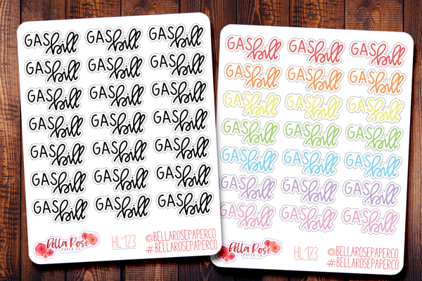 Gas Bill Hand Lettering Planner Stickers HL123