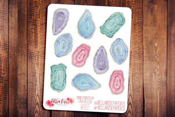 Geodes Hand Painted Watercolor Planner Stickers W007