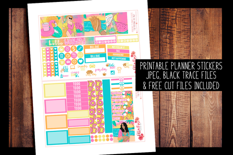 Summer Getaway Mini Happy Planner Kit | PRINTABLE PLANNER STICKERS