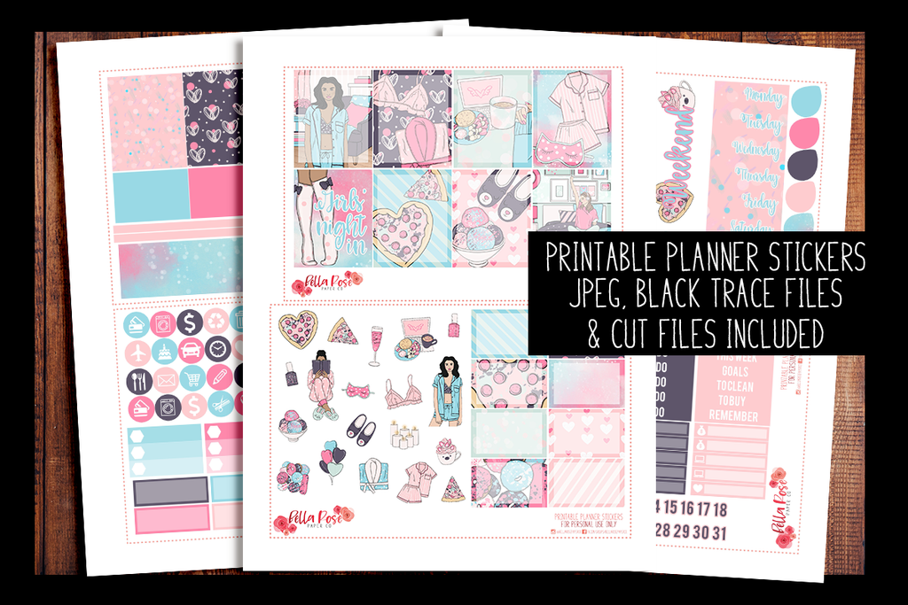 Girls' Night In Planner Kit | PRINTABLE PLANNER STICKERS