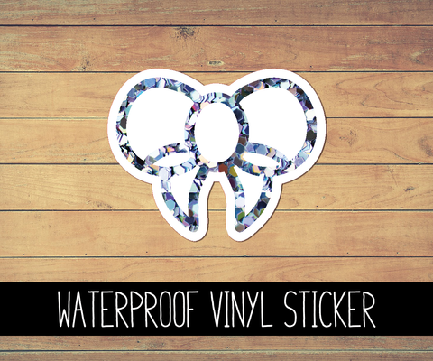 Blue Glitter BRPC Bow Vinyl Waterproof Sticker