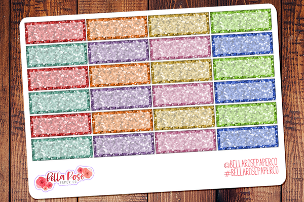 Glitter Quarter Boxes Planner Stickers