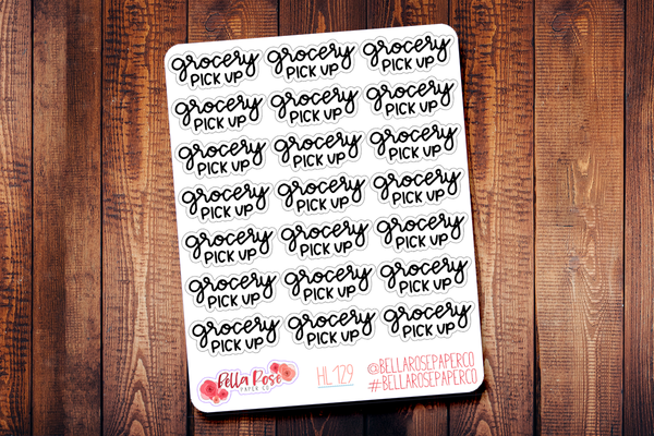 Grocery Pick Up Hand Lettering Planner Stickers HL129