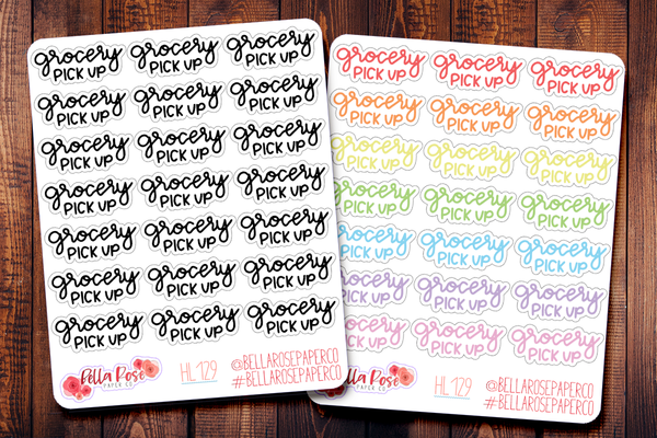 Grocery Pick Up Hand Lettering Planner Stickers HL129
