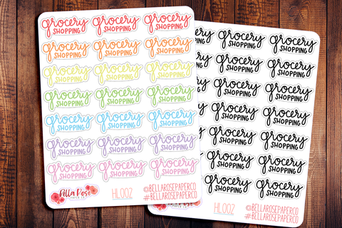 Grocery Shopping Hand Lettering Planner Stickers HL002