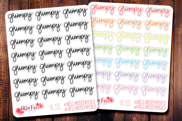Grumpy Hand Lettering Planner Stickers HL135