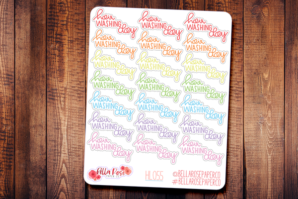 Hair Washing Day Lettering Planner Stickers HL055