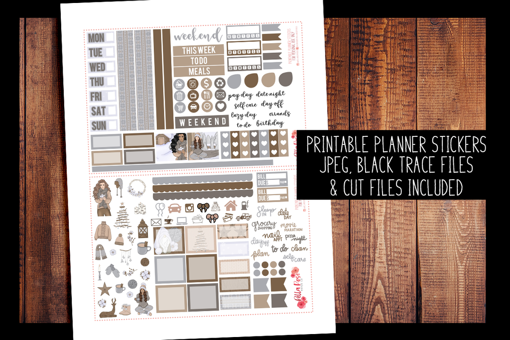Home For The Holidays Hobonichi Weeks Kit | PRINTABLE PLANNER STICKERS