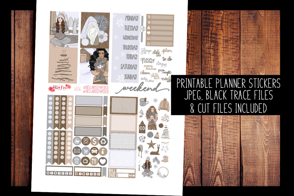 Home For The Holidays Mini Planner Kit | PRINTABLE PLANNER STICKERS