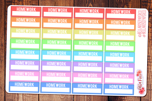 Homework Done Sticker Homework Box Student Planner Stickers S012 – Bella Rose Paper Co
