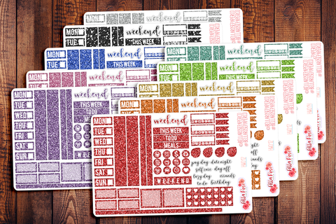 Hobonichi Weeks Glitter Sampler Kit Planner Stickers