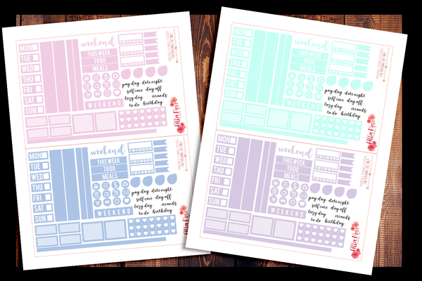 Hobonichi Weeks Pastel Rainbow Sampler Kit Planner Stickers | PRINTABLE PLANNER STICKERS