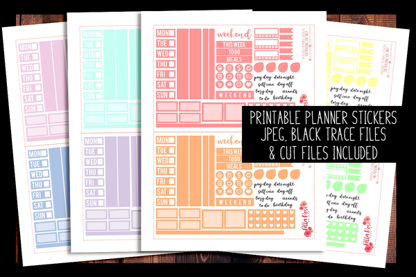 Hobonichi Weeks Pastel Rainbow Sampler Kit Planner Stickers | PRINTABLE PLANNER STICKERS