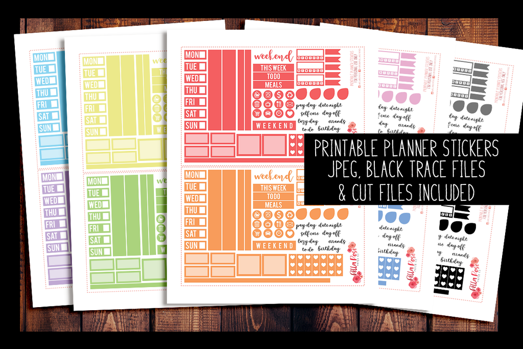 Rainbow Planner Sticker Book, Functional Stickers