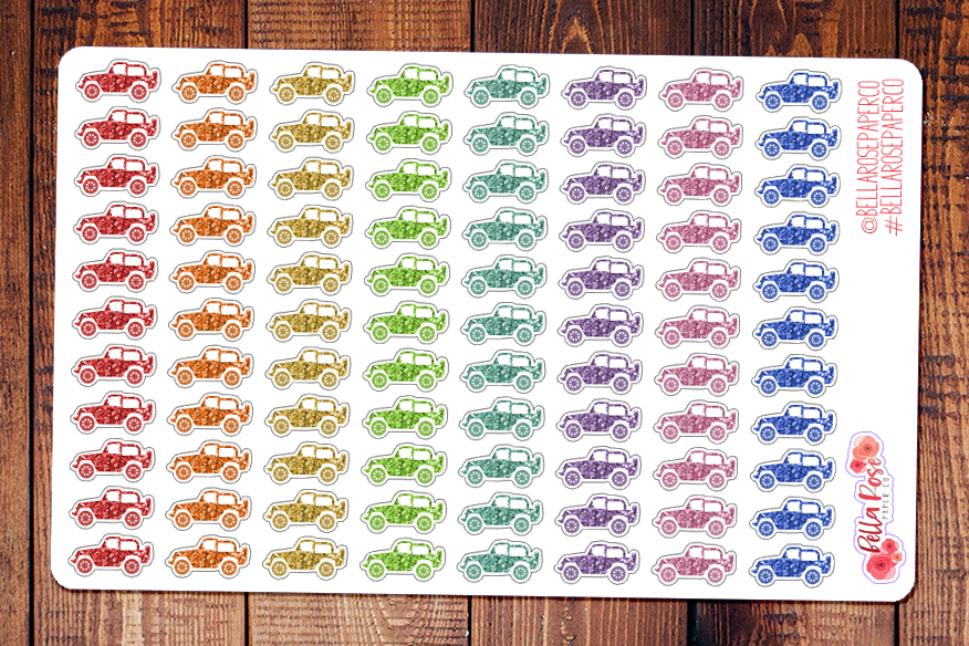 Glitter Jeep Planner Stickers DI014