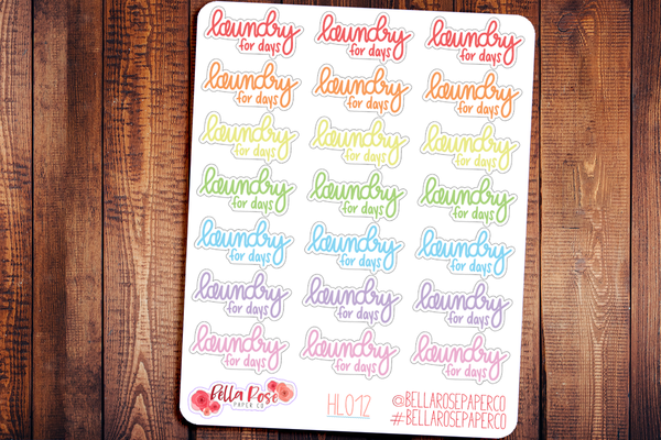 Laundry for Days Hand Lettering Planner Stickers HL012