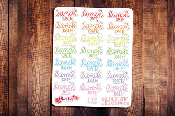 Lunch Date Hand Lettering Planner Stickers HL038