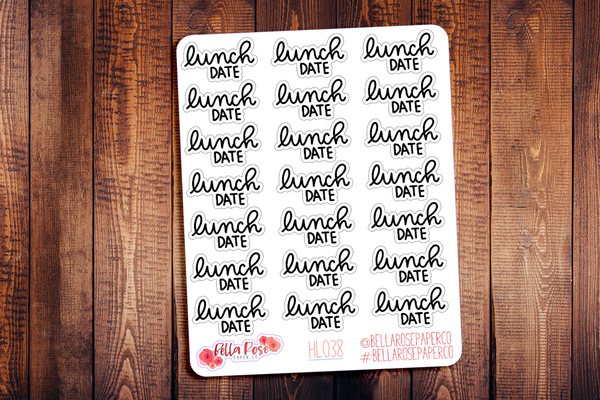 Lunch Date Hand Lettering Planner Stickers HL038
