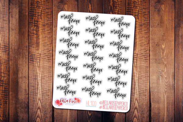 Meal Prep Hand Lettering Planner Stickers HL100