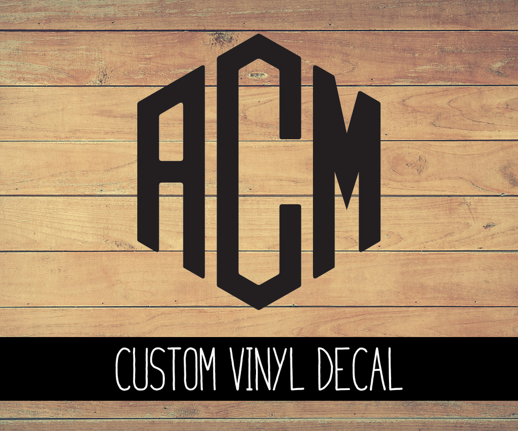 Custom 3 Initial Monogram Vinyl Decal