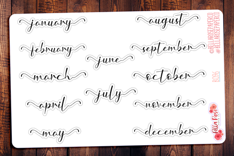 Monthly Lettered Planner Stickers B096