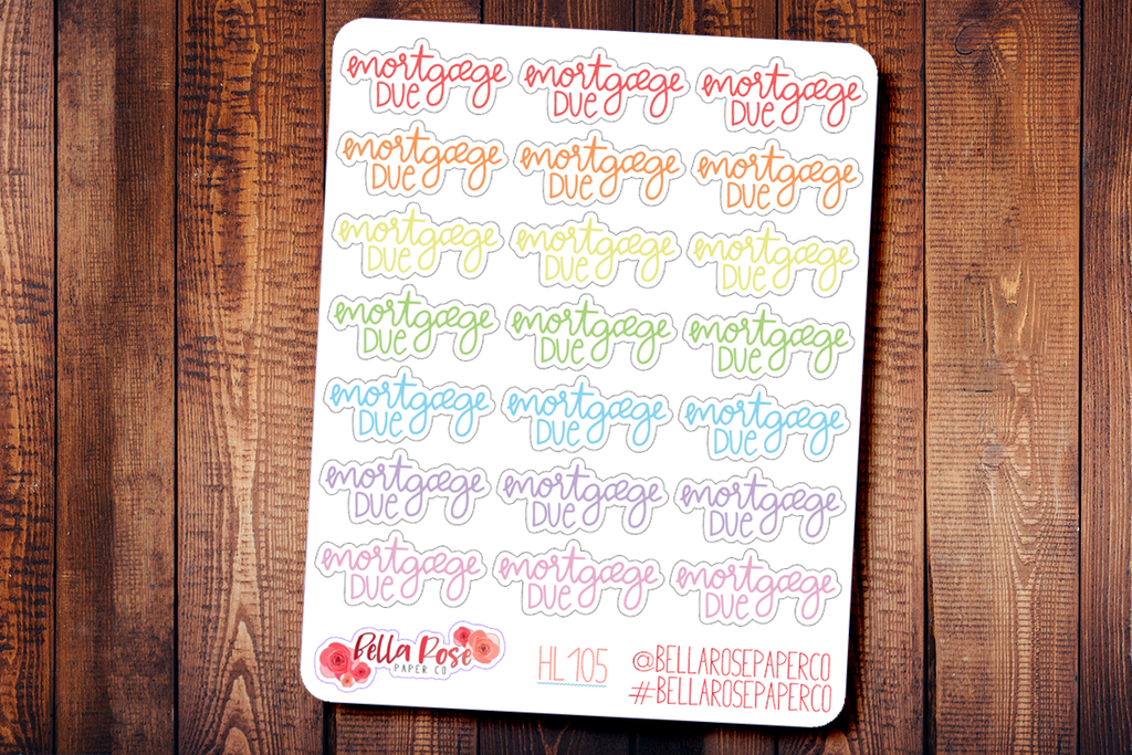 Mortgage Due Hand Lettering Planner Stickers HL105