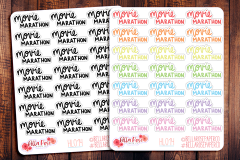 Movie Marathon Hand Lettering Planner Stickers HL014