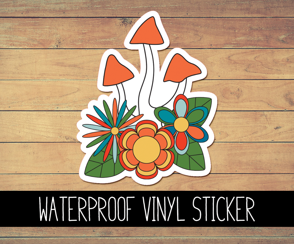 Psychedelic Mushrooms Vinyl Waterproof Sticker