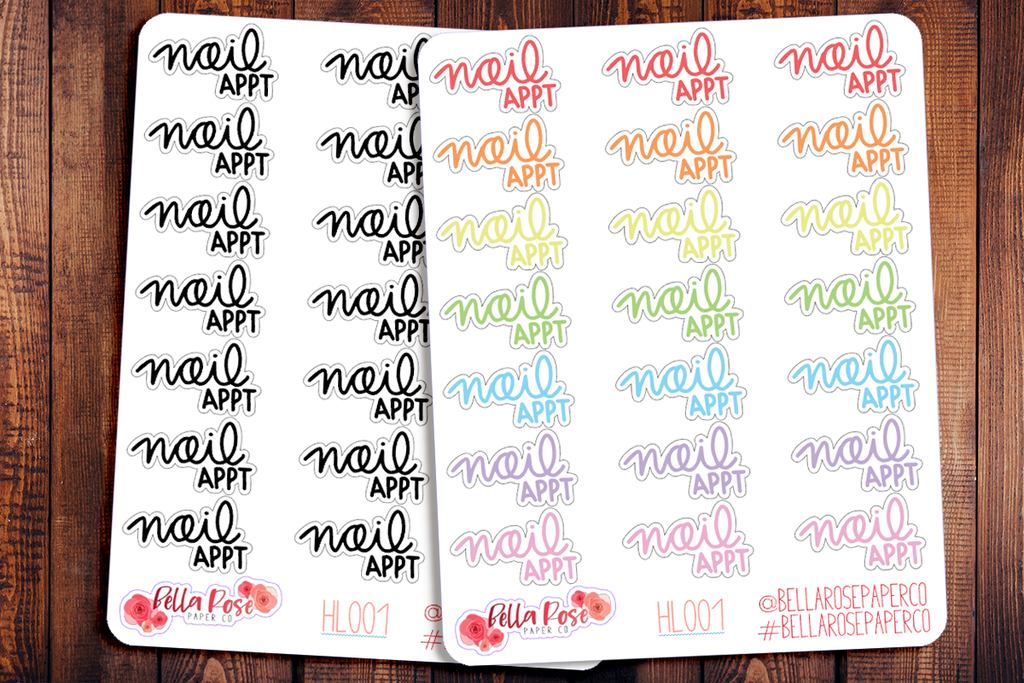 Nail Appointment Hand Lettering Planner Stickers HL001