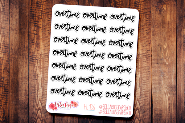 Overtime Hand Lettering Planner Stickers HL136
