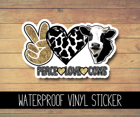 Peace Love Cows Vinyl Waterproof Sticker