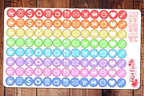 Basic Icons, Personal Sized Planner Stickers