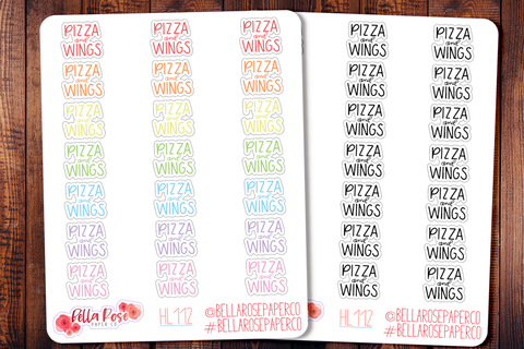 Pizza and Wings Hand Lettering Planner Stickers HL112
