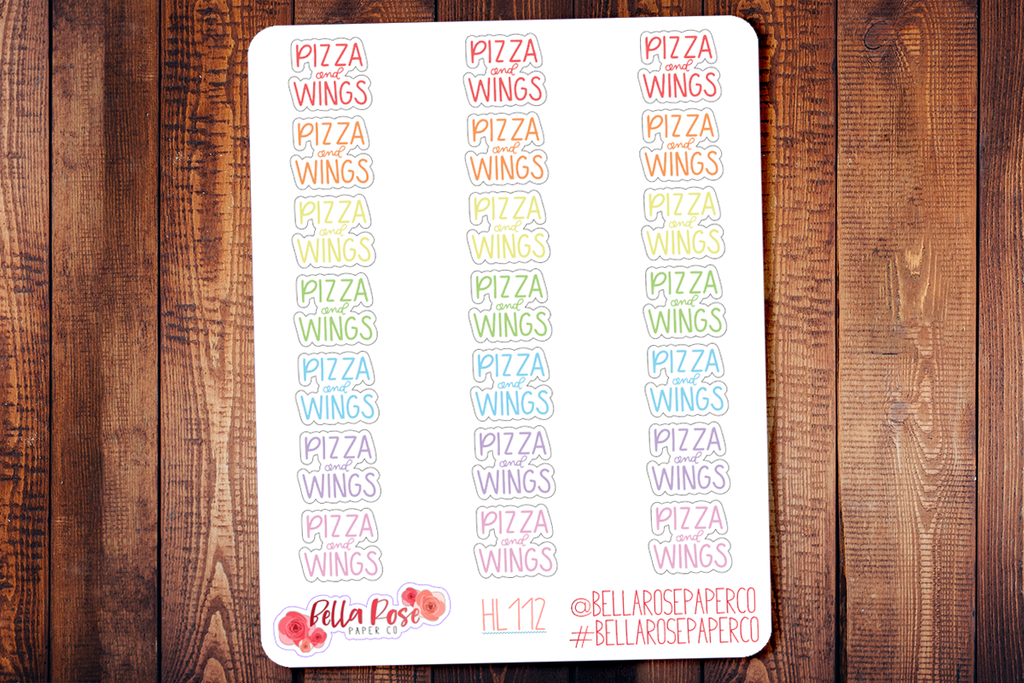 Pizza and Wings Hand Lettering Planner Stickers HL112