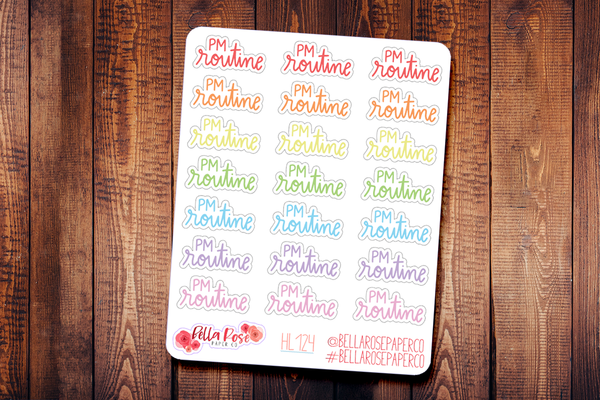PM Routine Hand Lettering Planner Stickers HL124