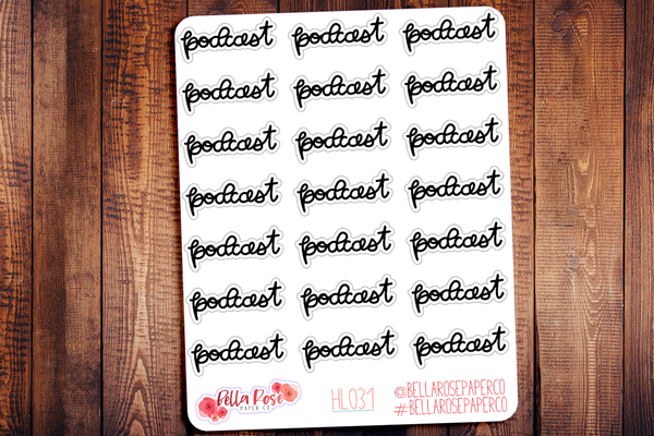 Podcast Hand Lettering Planner Stickers HL031